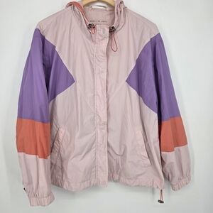 American Eagle Colorblock Windbreaker Jacket Pink, Purple, And Orange XXL.